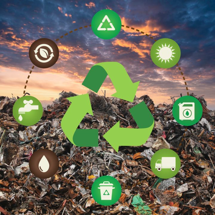 Garbage pile in trash dump or landfill. Save earth concept.